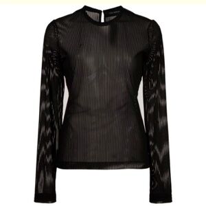 Yigal Azrouel Tops Yigal Azrouel Barcode Stripe Mesh Tee - Medium